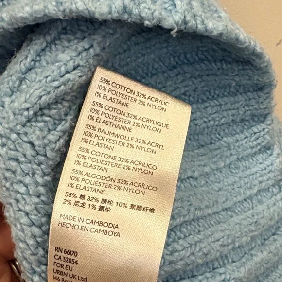 Free People Blue Brookside Tunic Oversized Scoop Neck Sweater Size Medium - Picture 6 of 10